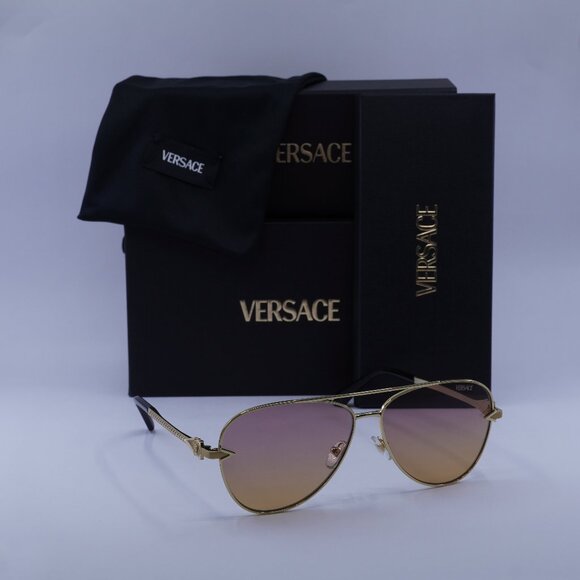 Versace VE2283 1002EL Aviator Sunglasses – Gold/Orange/Pink - Picture 1 of 10